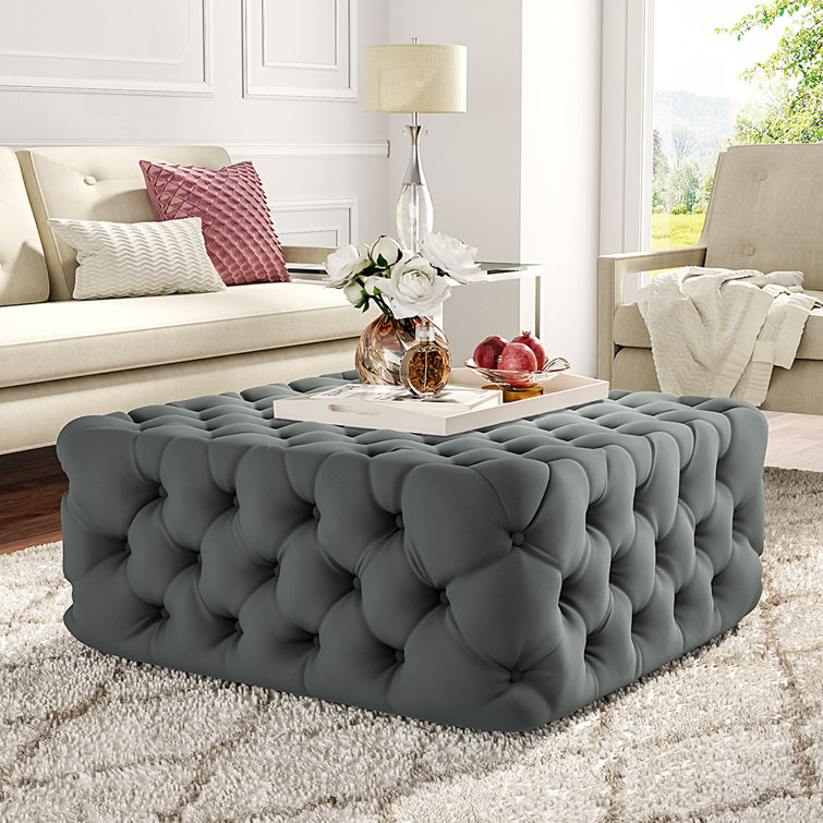 Tufted ottoman coffee table with deals storage